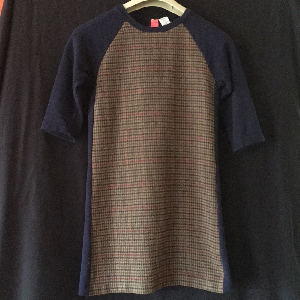 Crewcuts Navy Dress w/Plaid Front